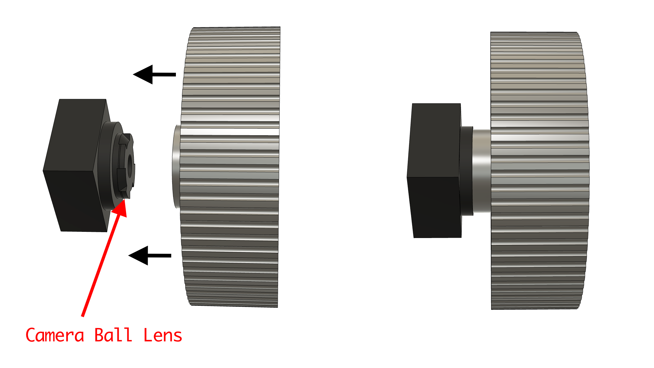 Hold the tool against the camera ball lens