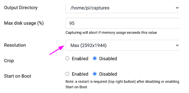 Setting the image resolution