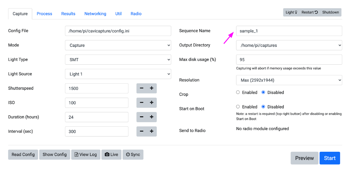 Configure the shutterspeed setting