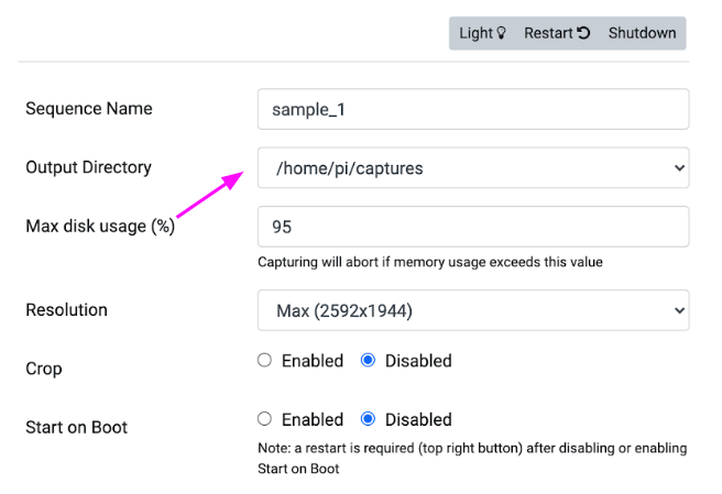 Storing images and data on the Pi