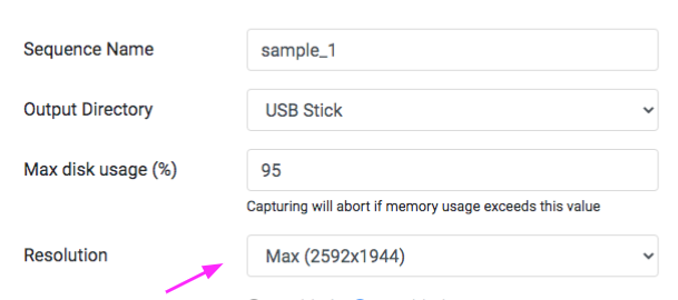 Setting the image resolution