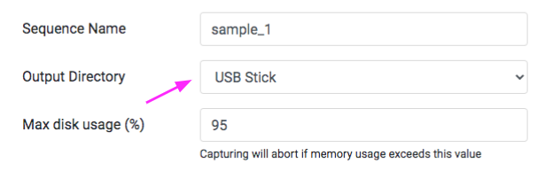 Storing images and data on an external USB stick