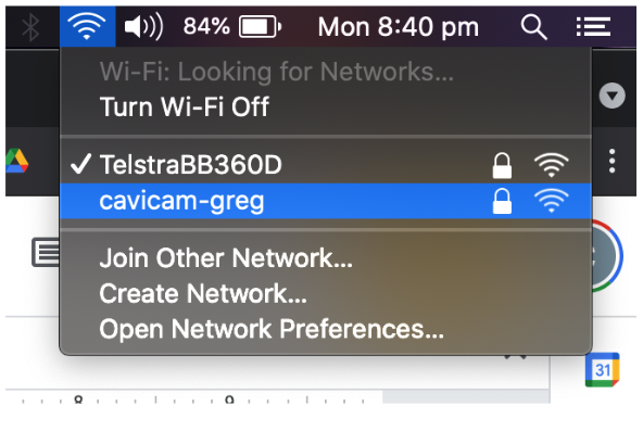 Rejoin the cavicam network using the new name and password