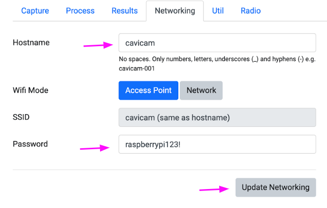 Set a unique name and password in the caviconsole