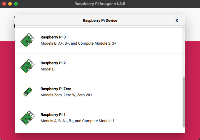 Select raspberry pi version