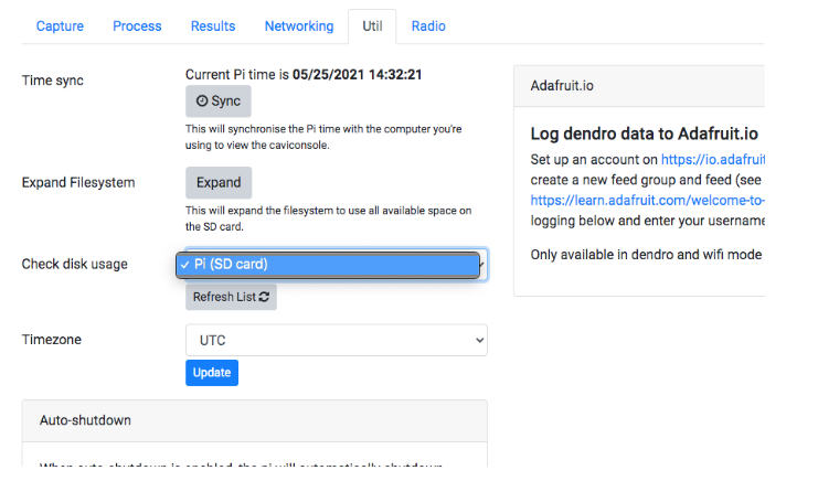 The check disk usage option in Util